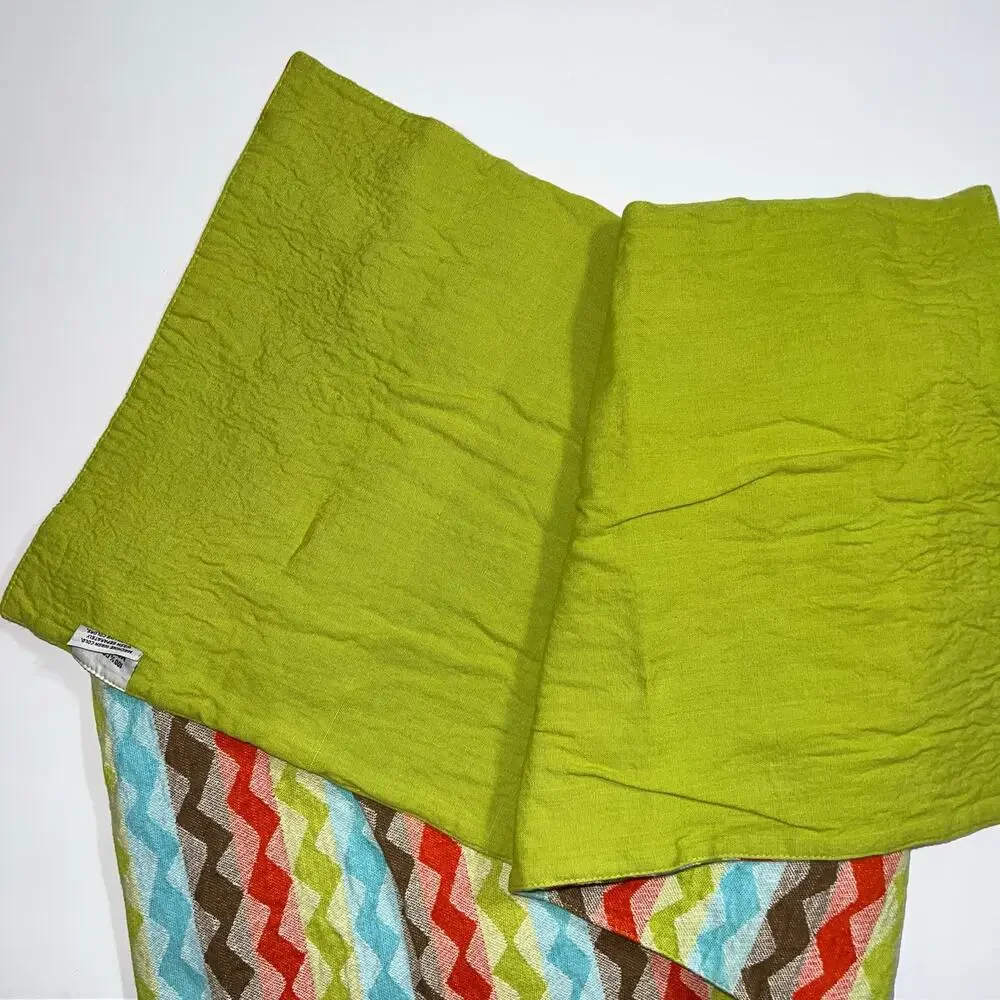 Table Runner Bright and Colorful Wave Chevron Pattern Green Blue Red Brown